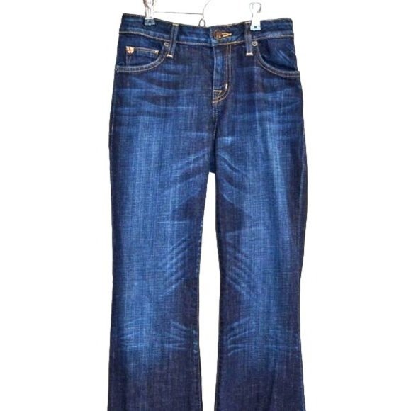 SALE HUDSON Women's Low Rise Dark Wash Flare Leg Jeans Stretch Whiskering Sz 26 - Picture 1 of 6